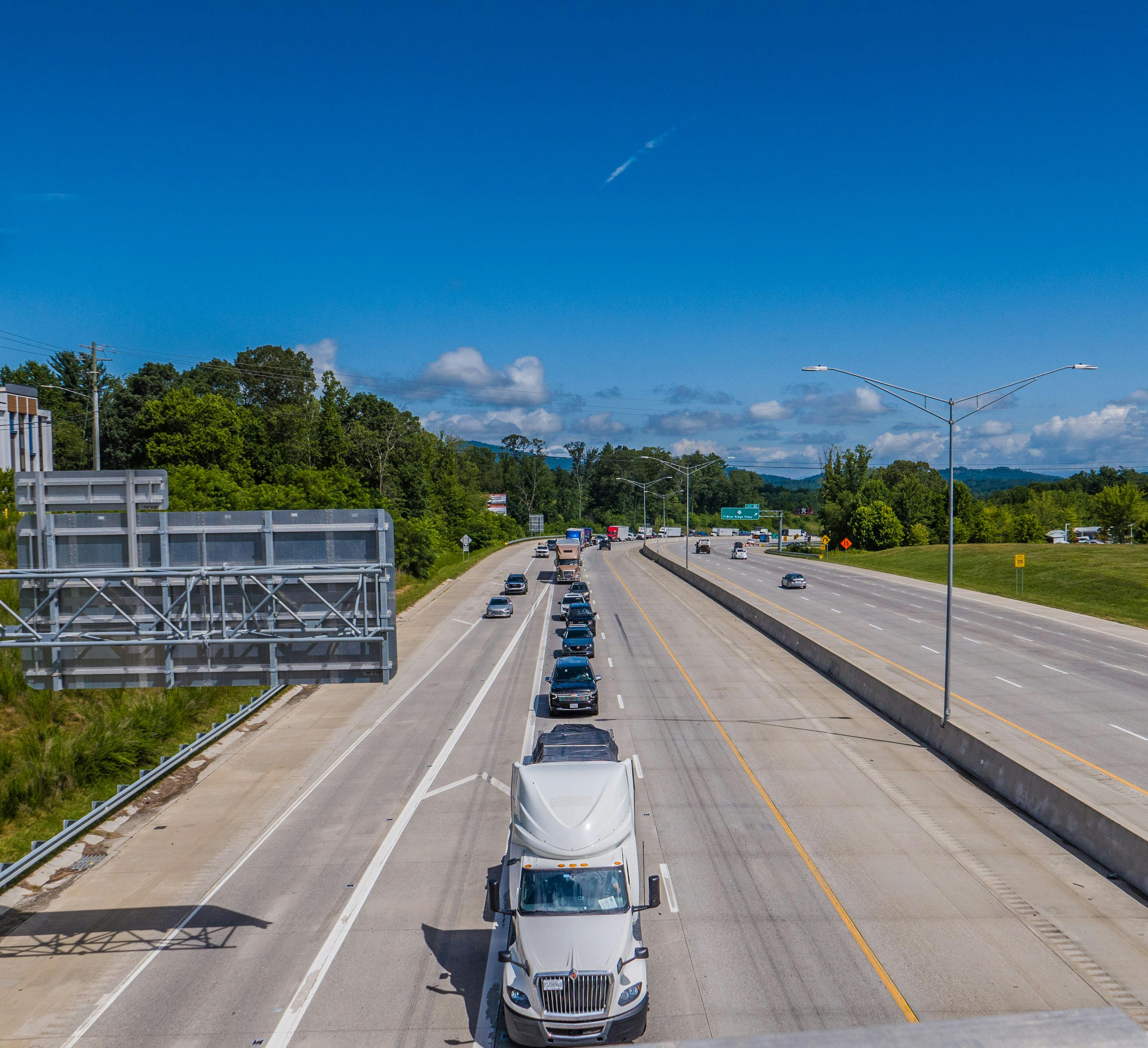 Truck driving on a highway